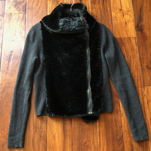 Ann Taylor loft faux fur sweater jacket medium